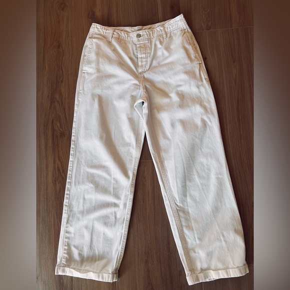 Free People Pants - Free People Ivory Button Fly Boyfriend Chino Pants Size 28